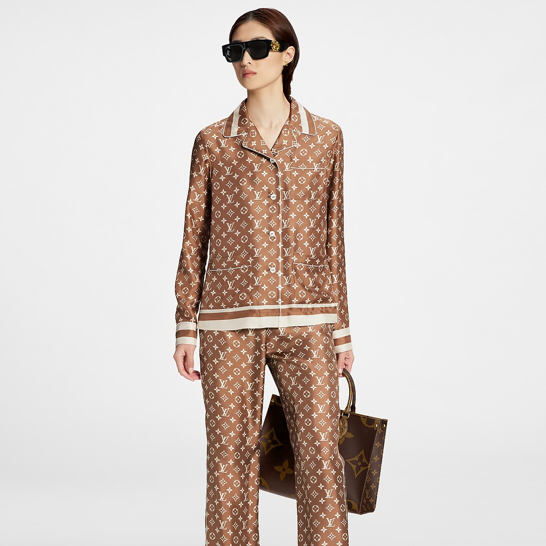 Stripe Accent Monogram Pajama Pants Women ReadytoWear LOUIS VUITTON